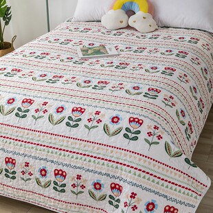 韩国纯棉床盖单件新款夹棉榻榻米床单卡通双面全棉绗缝被四季通用