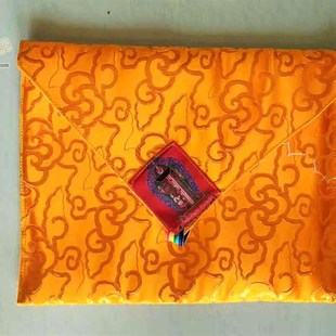 藏式红黄蓝书皮文件夹三色经文教科本收纳可按尺寸大小订制做工好