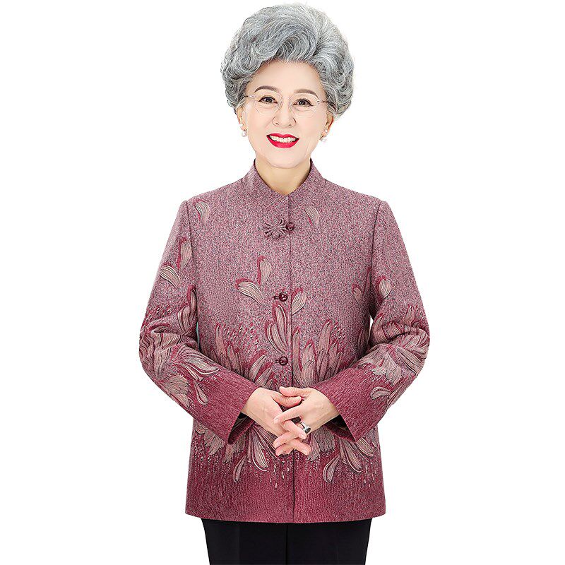 中老年人女装春装奶奶装大码洋气外套妈妈装秋季开衫老太太上衣服