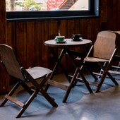 复古小户型阳台客厅家用圆餐桌折叠实木咖啡店民宿方桌椅茶几边几