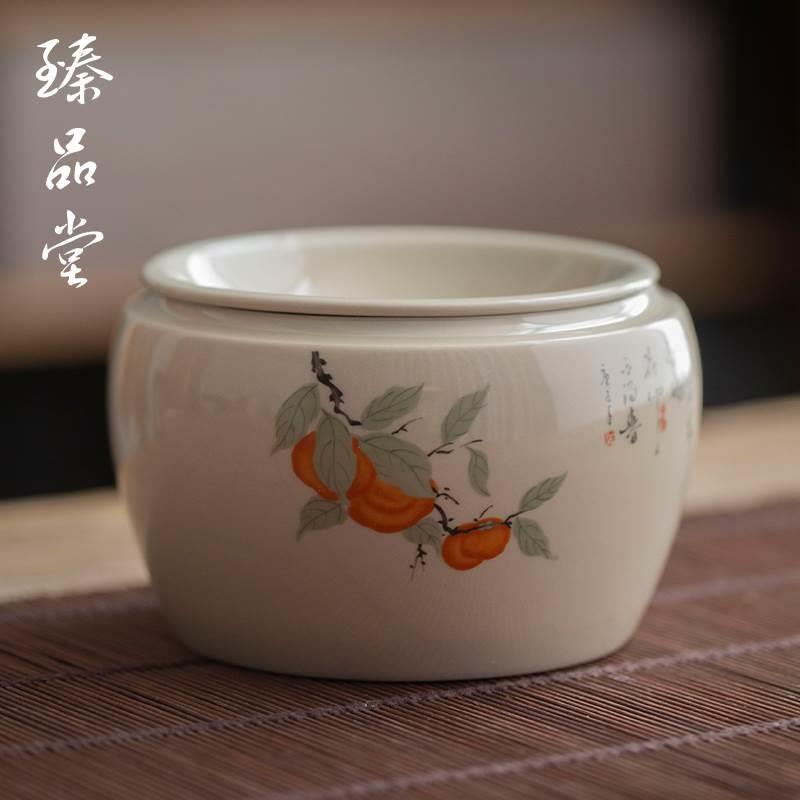 臻品堂 草木灰建水家用复古茶渣缸陶瓷茶洗废水茶缸水盂茶具配件