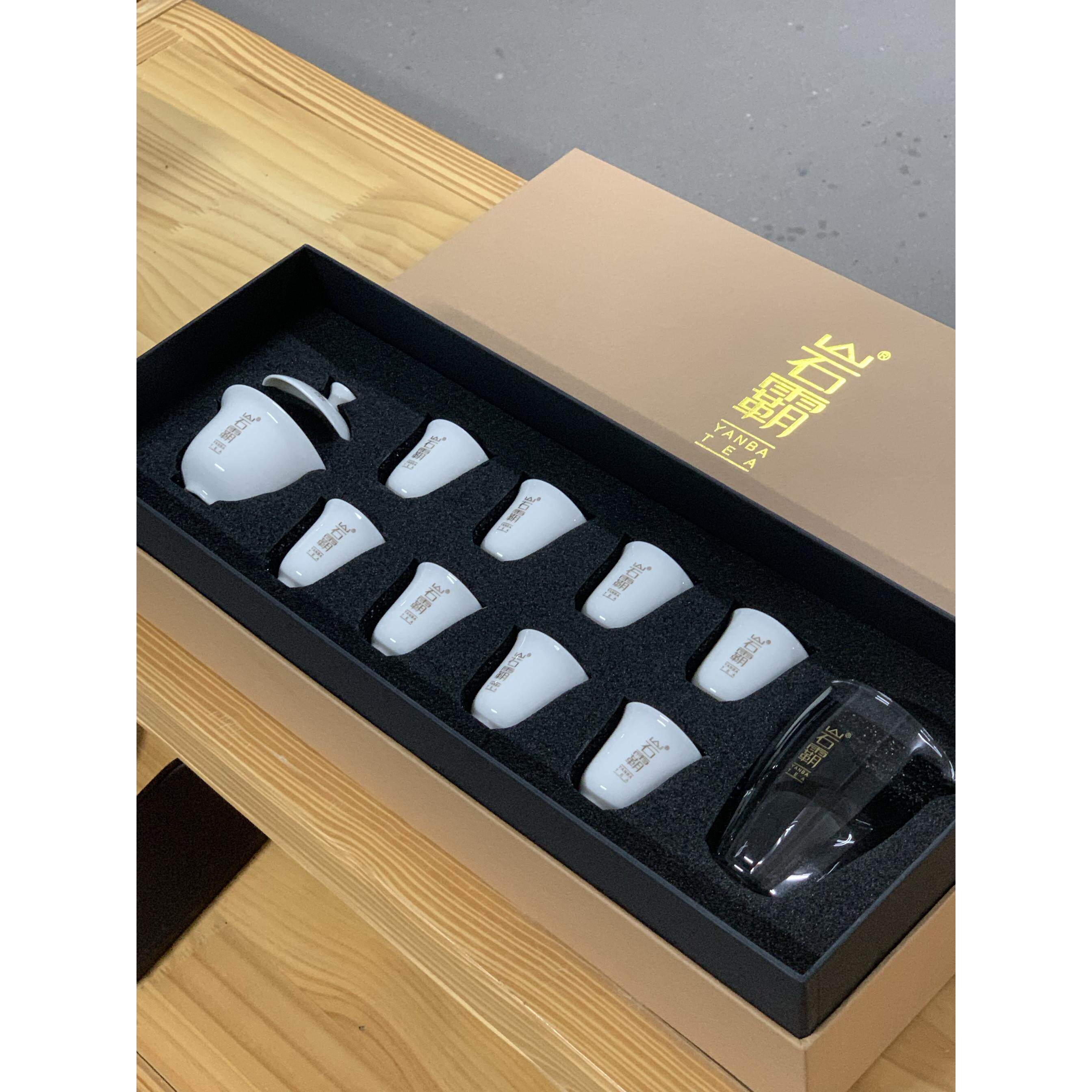 岩霸白瓷功夫茶具 10 头标准 8 克岩茶专用茶具套装德化白瓷高档