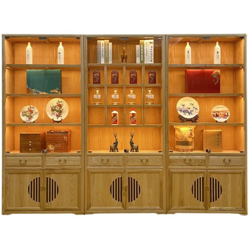 白蜡木新中式多宝阁博古架茶叶古董展示柜组合带灯玻璃隔断置物架,住宅家具,多宝格/博古架,淘宝优惠券,粉丝福利购,淘宝优惠卷