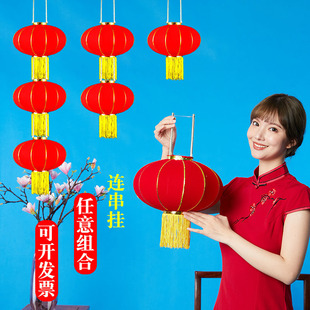 灯笼连串户外装饰春节新年广告街道庭院挂饰绒布绸布宫灯防水防晒