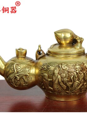 宇卓铜器纯铜壶黄铜壶八仙子子母壶工艺品摆件