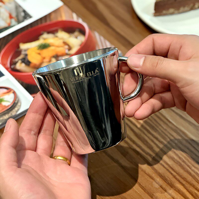 创意小耳不锈钢水杯!出口双层防烫马克杯咖啡杯茶杯家用喝水杯子