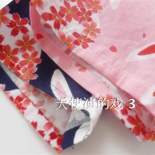 大码 日式 全棉樱花兔睡衣开衫 纯棉双层纱布睡袍女薄款 和服浴衣夏季