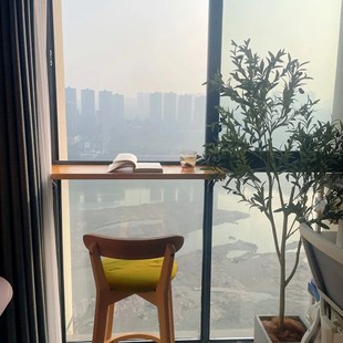 恬梦家居阳台吧台桌可折叠免打孔阳台折叠吧台窗户折叠悬挂桌实木
