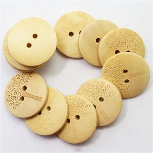 30mm彩绘圆形2孔花木纽扣 大衣扣 呢子扣大尺寸儿童纽扣衣服辅料