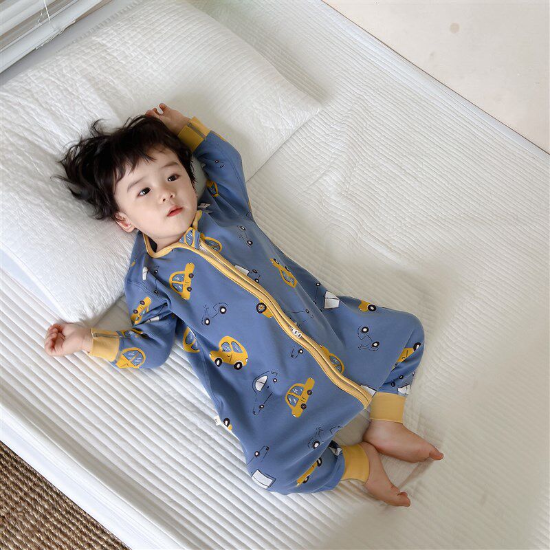 婴儿连体睡衣宝宝无骨秋季纯棉儿童男童女童春秋家居服秋冬睡袍