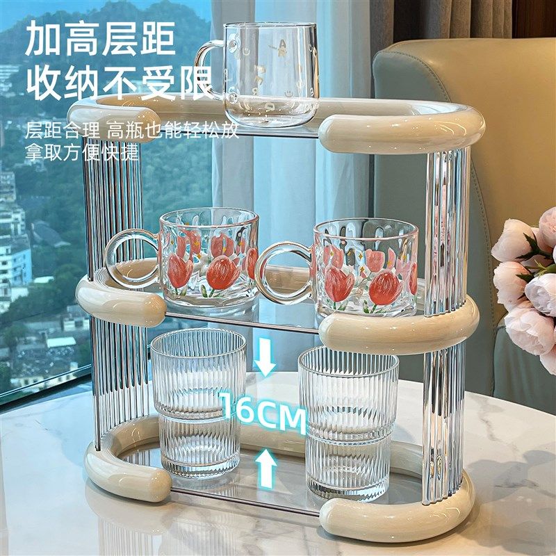 高级感轻奢杯架餐桌水杯架子咖啡杯收纳水吧桌面马克杯茶杯置物架