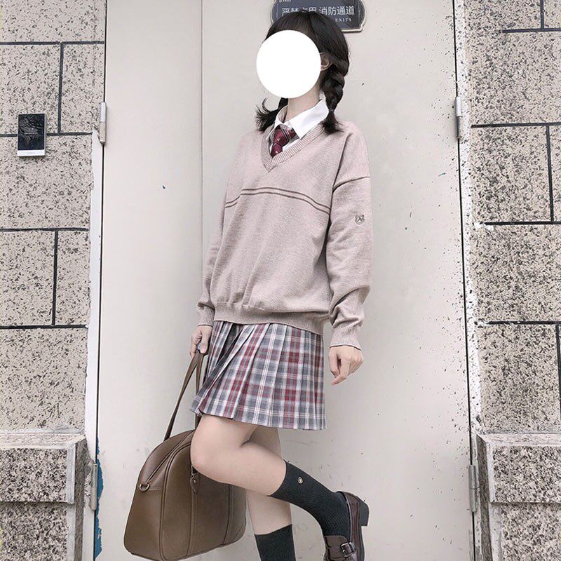 潘特维拉松丘学院毛衣男女JK/DK制服基础款学院风校供套头针织衫