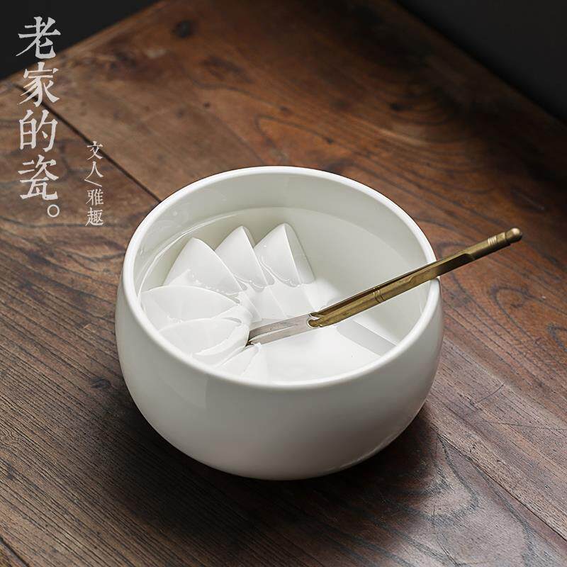 猪油白瓷水盂茶洗杯洗陶瓷家用笔洗特大号茶碗功夫茶具茶道茶陶瓷