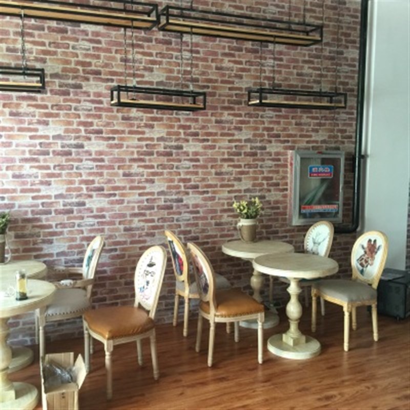 欧式复古实木茶几圆桌做旧餐桌婚纱拍照桌木方桌酒店咖啡厅餐桌