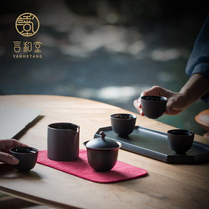 黑陶单个公道杯公杯茶漏套装简约陶瓷大号茶海分茶器功夫茶具配件