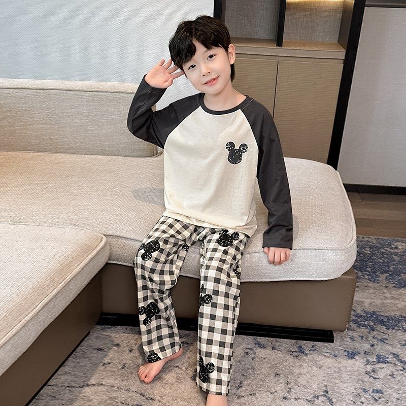 儿童纯棉睡衣2024春秋新款男童洋气薄款长袖可爱大童家居服两件套,童装/婴儿装/亲子装,家居服套装,淘宝优惠券,粉丝福利购,淘宝优惠卷