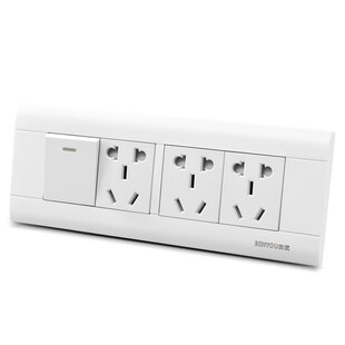 本优118型暗装四位开关插座1开带5 十五孔电源一开五15孔单双控