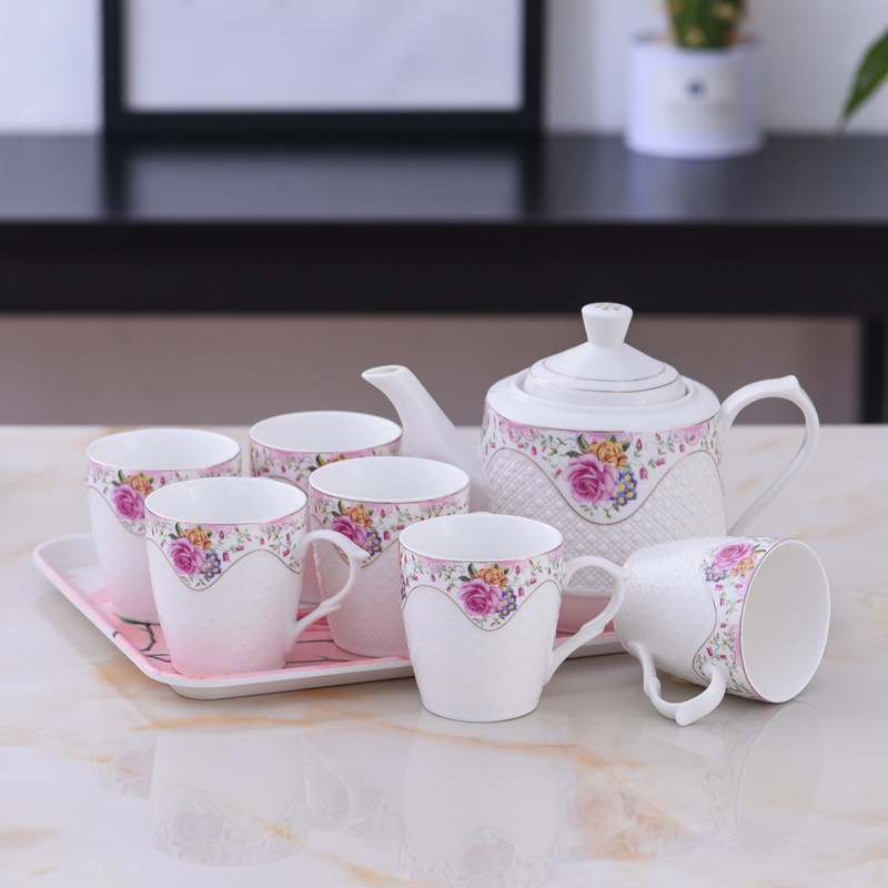 陶瓷茶壶整套茶杯家用客厅大号耐热凉水壶带柄水杯北欧式水具茶具
