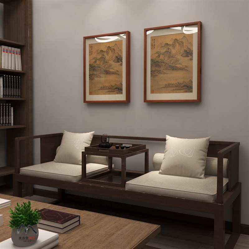 米亦堂x陈洪绶 明代山水小品国画新中式书房客厅餐厅玄关禅意挂画