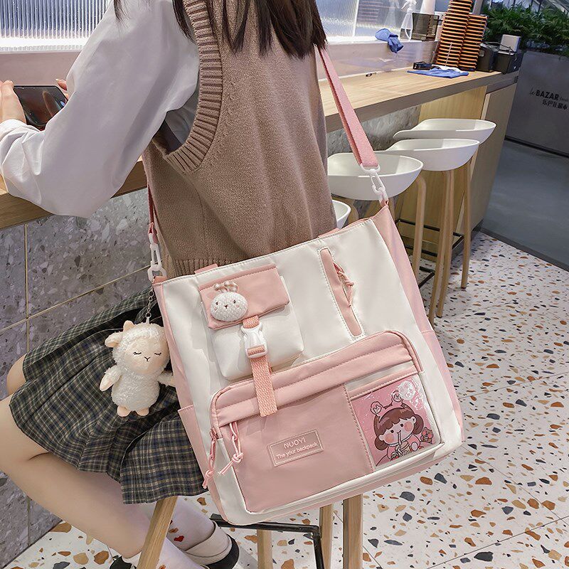 小学生手提袋拎书袋补课包补习袋女童2021年新款帆布包单肩斜挎包