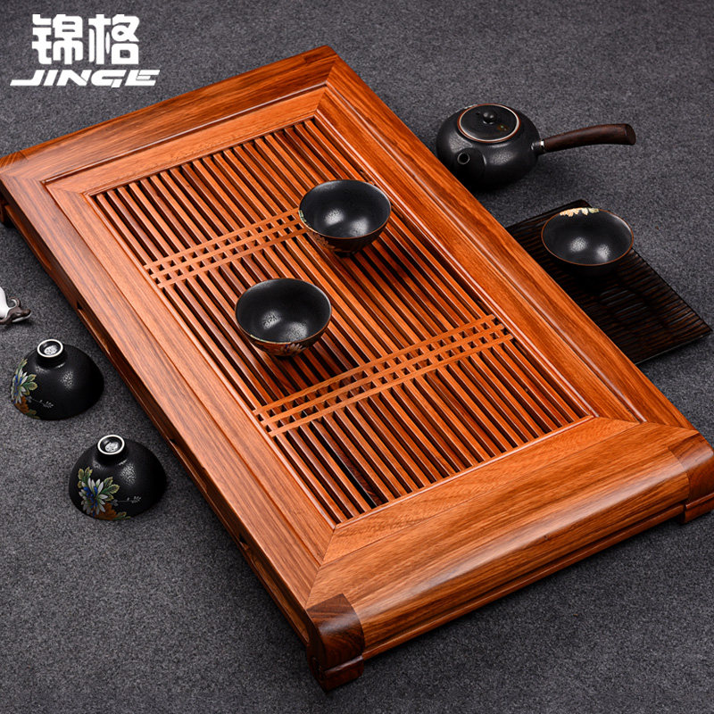 锦格 实木茶盘抽屉式茶台功夫茶具乌金木排水茶海蓄水茶托盘家用