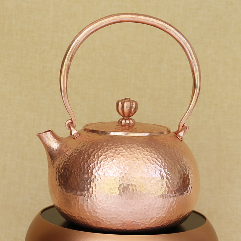 纯铜铜壶加厚纯铜壶纯手工一张片打紫铜壶一体茶壶茶具纯铜烧水壶
