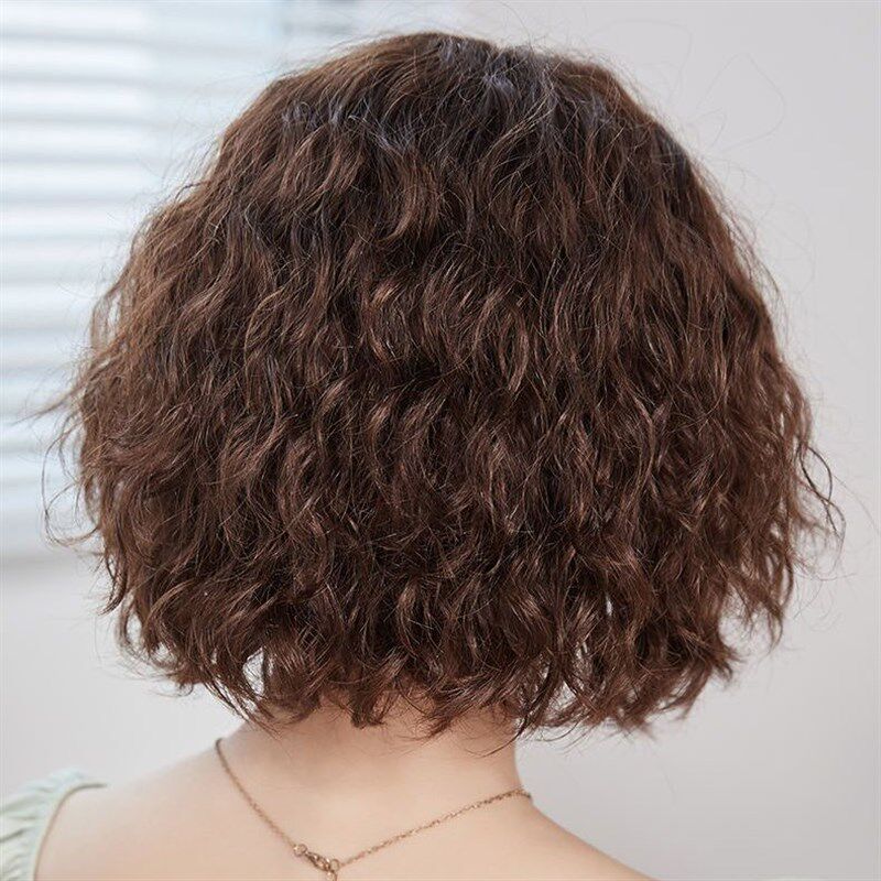 真发假发女短发短卷发夏季新款全头套自然羊毛卷整顶逼真发假头发