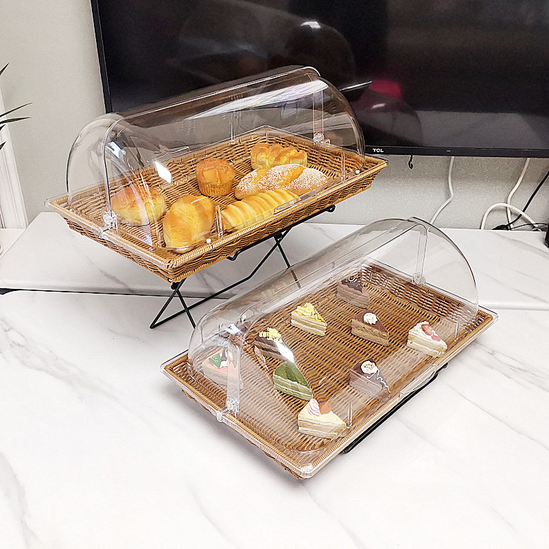 陶瓷盘子商用铁艺架欧式水果陈列带透明摆件蛋糕点心托盘展示架