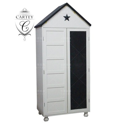 卡蒂欧美式创意定制实木儿童家具 新品房子衣柜 储物柜收纳柜男孩