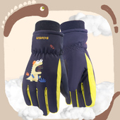 儿童滑雪手套秋冬季 女童男童孩子宝宝婴儿小学生五指保暖加绒防水