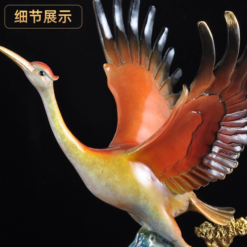 彩铜松鹤延年长寿摆件送爷爷奶奶长辈生日贺寿祝寿礼物家居装饰品