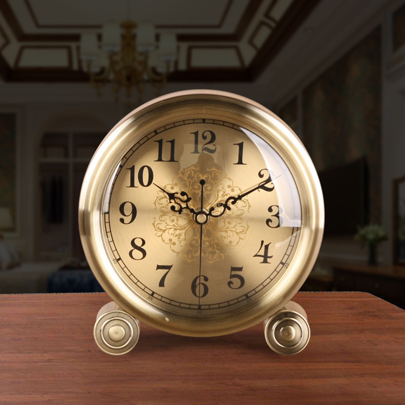 TQJ欧式复古床头座钟客厅时钟卧室金属床头坐钟静音石英钟表,家居饰品,座钟,淘宝优惠券,粉丝福利购,淘宝优惠卷