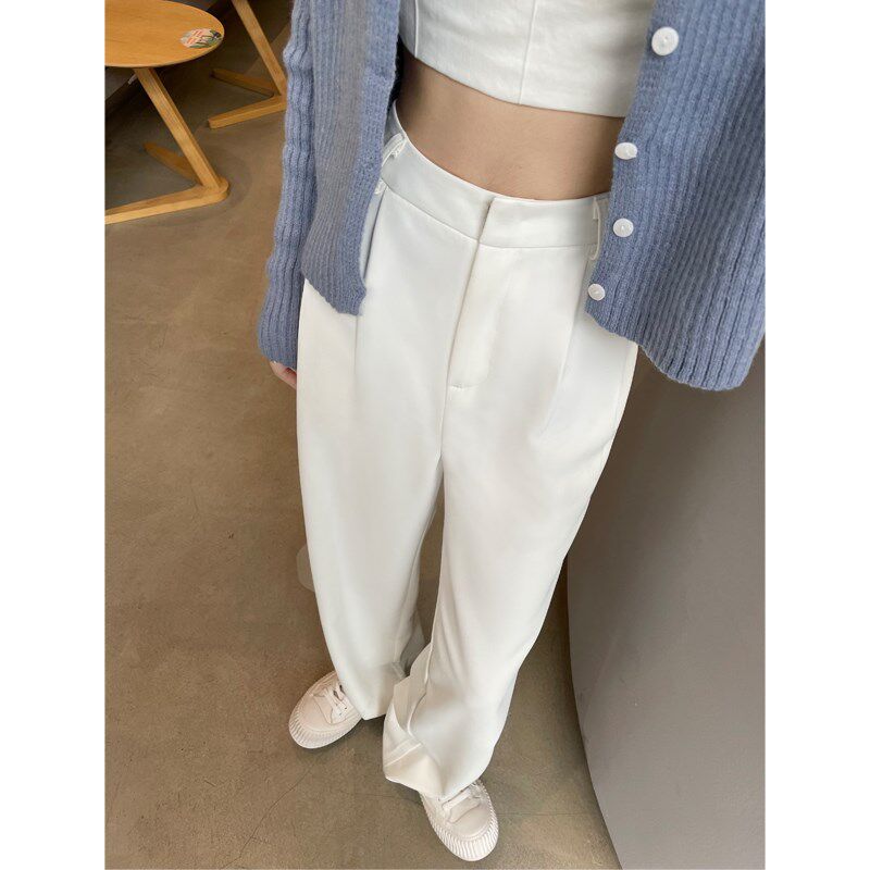 白色西装裤女2024早春秋新款高腰宽松垂感高级感休闲直筒阔腿裤子