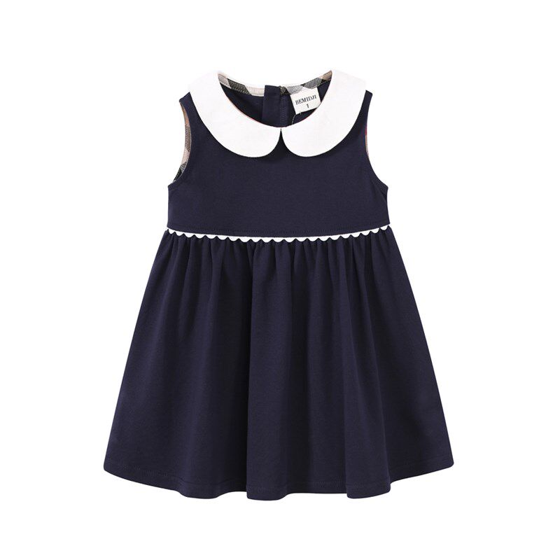 女宝宝公主裙夏天洋气可爱礼服小童蓝色纯棉女童连衣裙儿童装裙子
