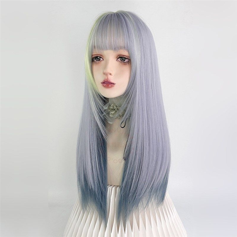 蓝绿色挑染假发全头套女亚文化彩lolita二次元y2k亚比整顶长直发,美发护发/假发,日常整顶假发,淘宝优惠券,粉丝福利购,淘宝优惠卷