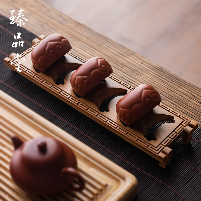 竹制杯架 重竹凉杯架折叠茶杯托收纳沥水架功夫茶具 茶道零配件