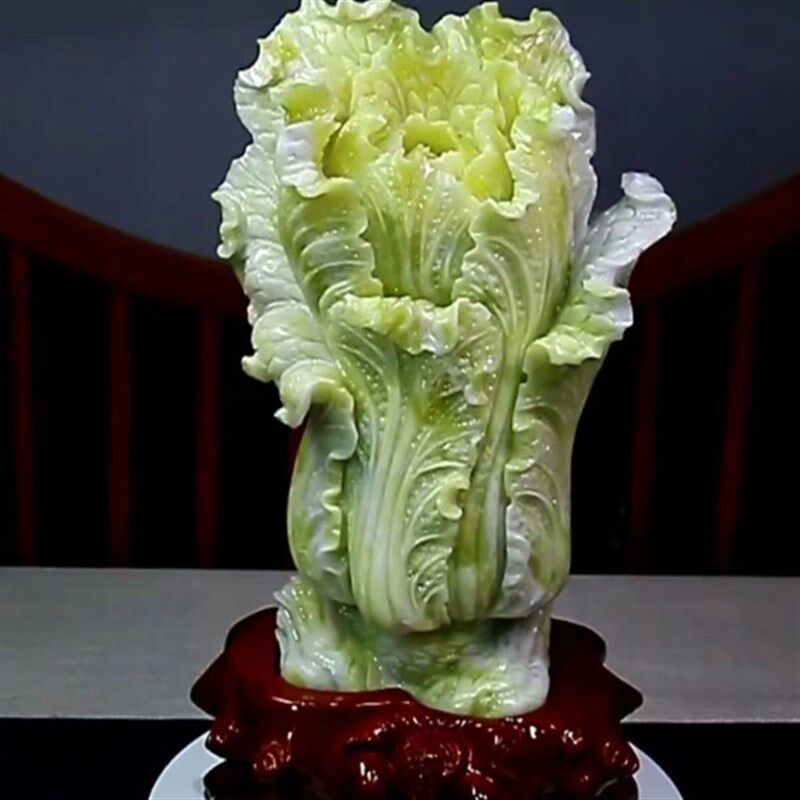 玉白菜摆件招财天然玉石玉器客厅乔迁开业礼品玄关大师手工雕刻