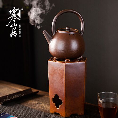 寒山居炭茶炉围炉煮茶提梁壶复古明火烧水壶汤沸老式火炉泥炭烧炉