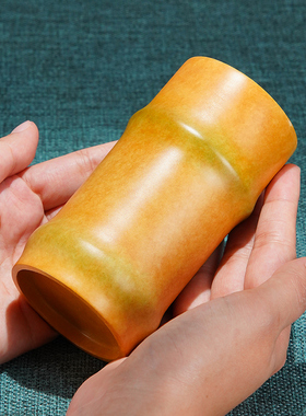 黄铜摆件《逐梦》竹笔筒客厅桌面办公室家居装饰品送领导高升礼物