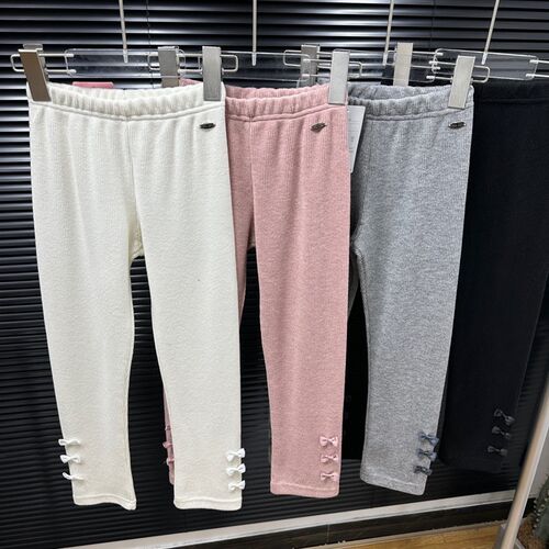 日单mezzo piano钢琴家mp女童吸湿发热蝴蝶结针织打底裤长裤童装