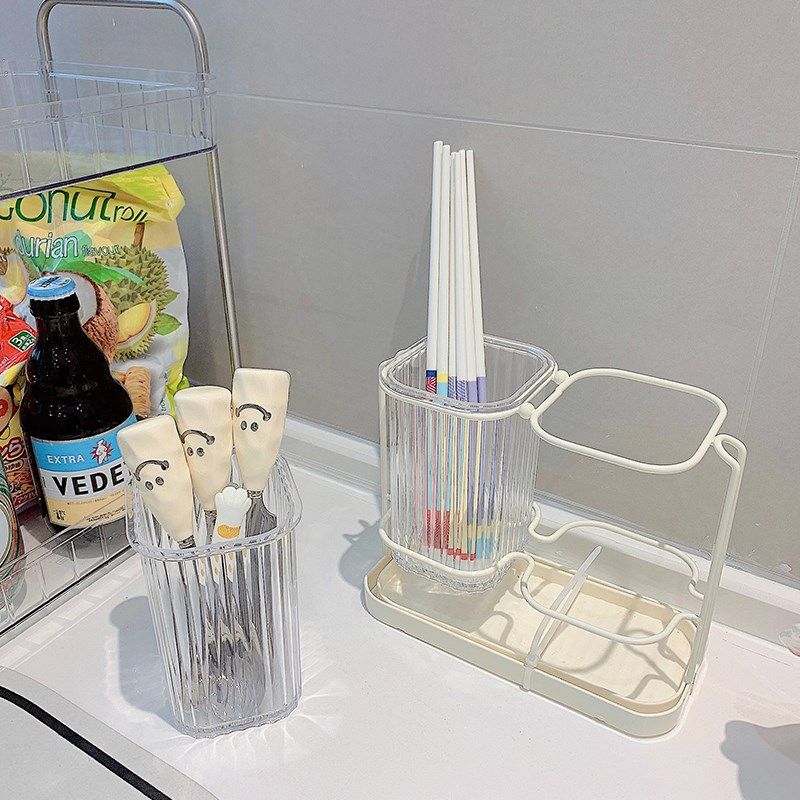 简约少女心筷子筒透明高颜值沥水架吸管 刀叉勺子收纳架子带托盘,家庭/个人清洁工具,浴室角架/置物架,淘宝优惠券,粉丝福利购,淘宝优惠卷