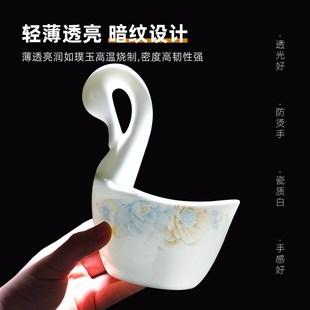 俏宴骨瓷家用天鹅放勺架创意陶瓷花篮筷子筒刀叉厨房餐具收纳盒