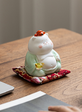 新中式创意陶瓷工艺品趣味摆件家居客厅高档办公桌装饰品生日礼品