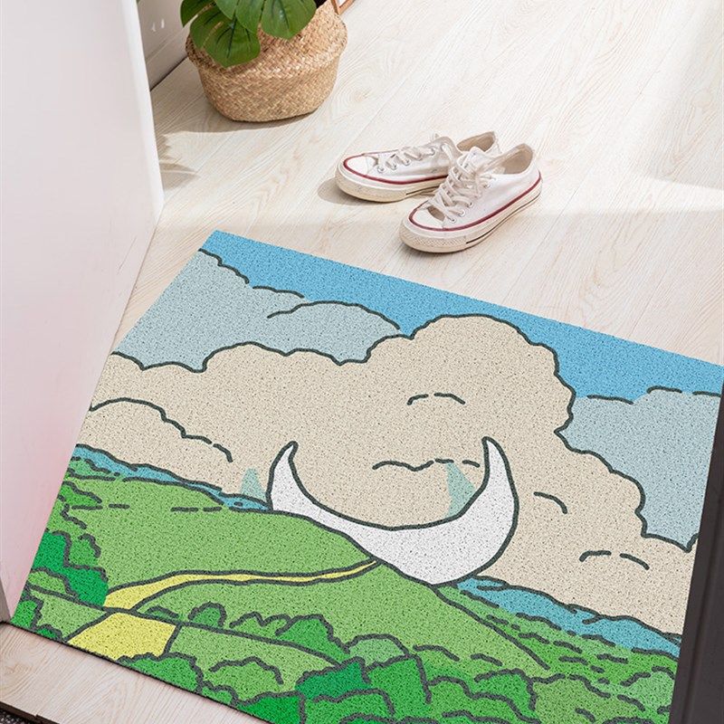 绿水青山小清新入户进门口pvc地毯防滑垫丝圈地垫家用可剪裁门垫,居家布艺,家用脚垫,淘宝优惠券,粉丝福利购,淘宝优惠卷