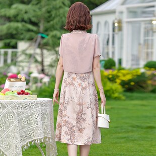 新中式妈妈夏装连衣裙2024新款气质中老年夏季国风两件套装裙子女