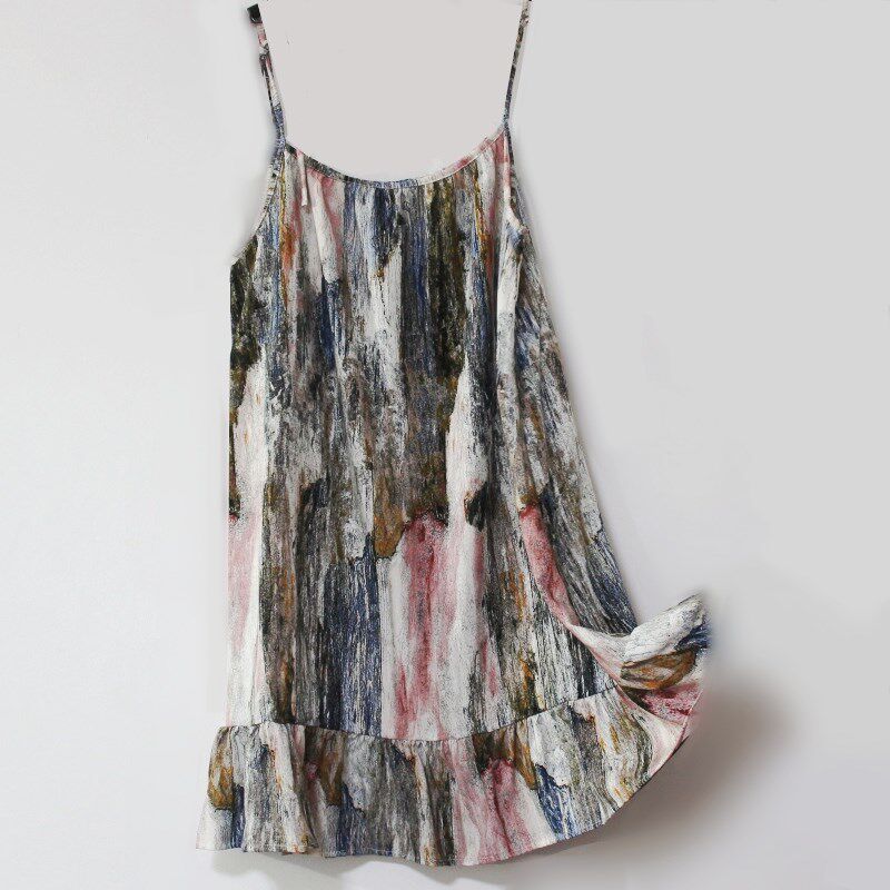 吊带棉绸甜美碎花睡裙性感连衣裙大码200斤胖mm绵绸睡衣女士夏季