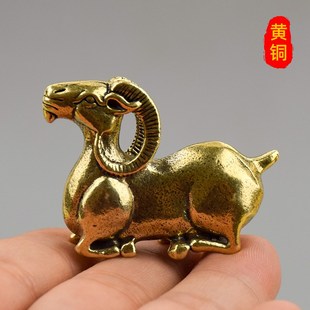 纯铜十二生肖羊摆件实心铜发财羊笔架搁笔小羊山羊镇纸茶宠小礼物
