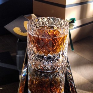 日式水晶玻璃杯K9威士忌酒杯高级感礼盒玻璃星芒杯水杯生日礼物