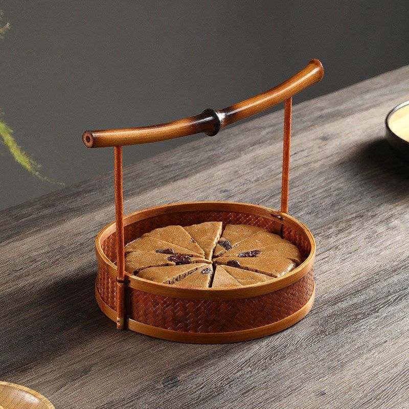 竹编大漆提篮茶具收纳筐水果篮点心蓝家用复古圆形整理筐方形日式,特色手工艺,竹编/竹雕,淘宝优惠券,粉丝福利购,淘宝优惠卷