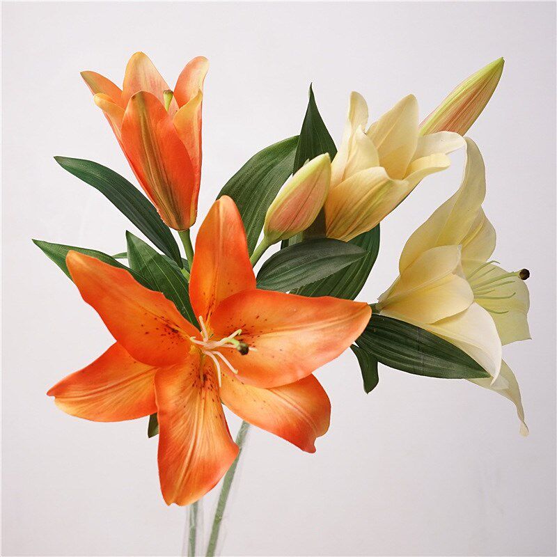 手感保湿大百合仿真花家居桌面装饰摆件橱窗造景假花婚庆花艺摄影